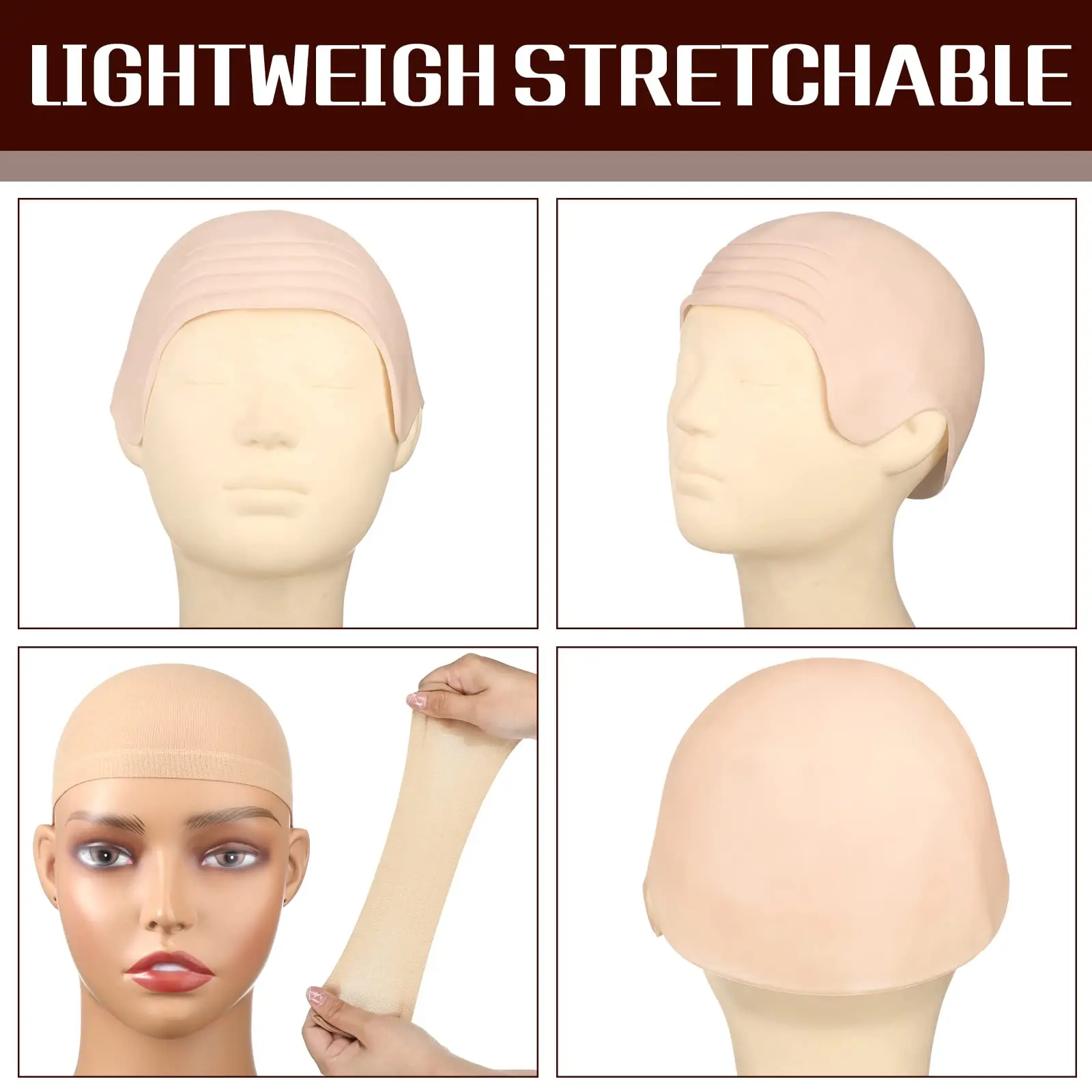 2-piece set Halloween bald makeup latex bald wig cap hair net adult role play head cover