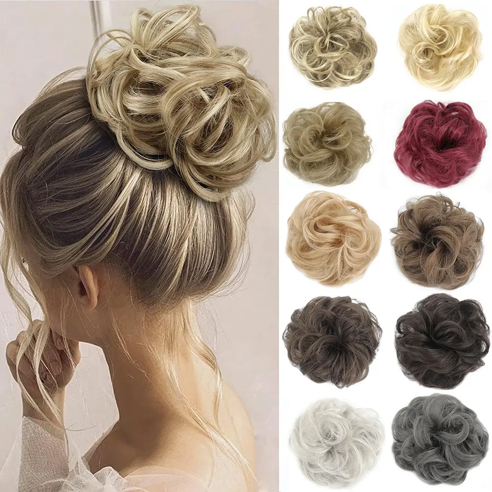 Wig hair band disheveled fluffy bun wig hair bun natural high temperature synthetic silk wig curls