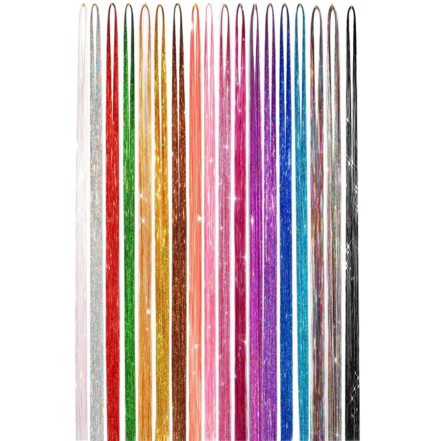 18pcs metal wire synthetic glitter hairpin glitters in the hair super long straight hair metal wire synthetic hair extension kit