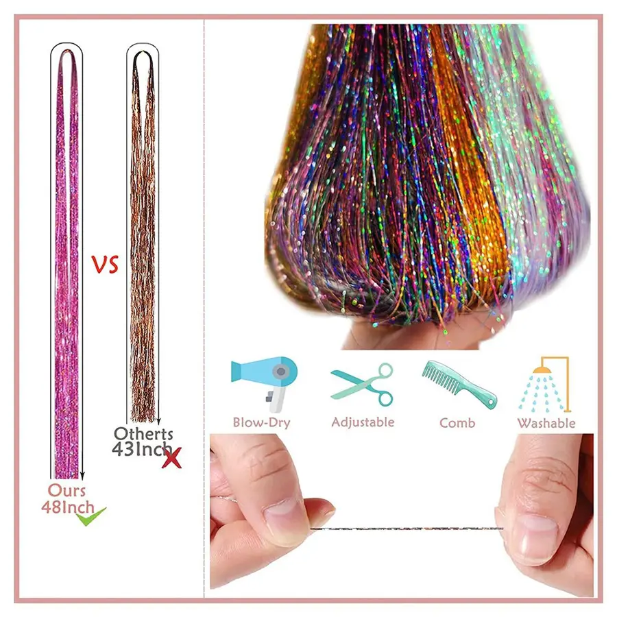 18pcs metal wire synthetic glitter hairpin glitters in the hair super long straight hair metal wire synthetic hair extension kit