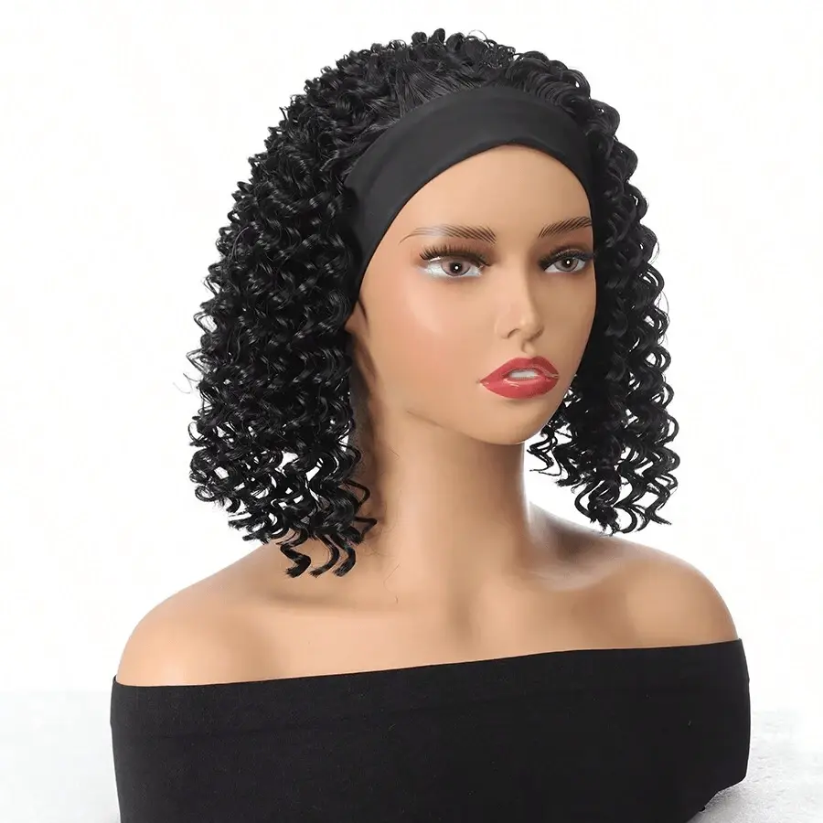 High-quality curly hair headband wigs are suitable for daily gatherings, wigs that naturally look fashionable for black women