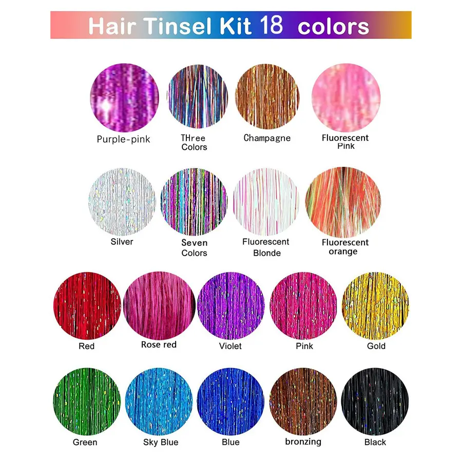 18pcs metal wire synthetic glitter hairpin glitters in the hair super long straight hair metal wire synthetic hair extension kit