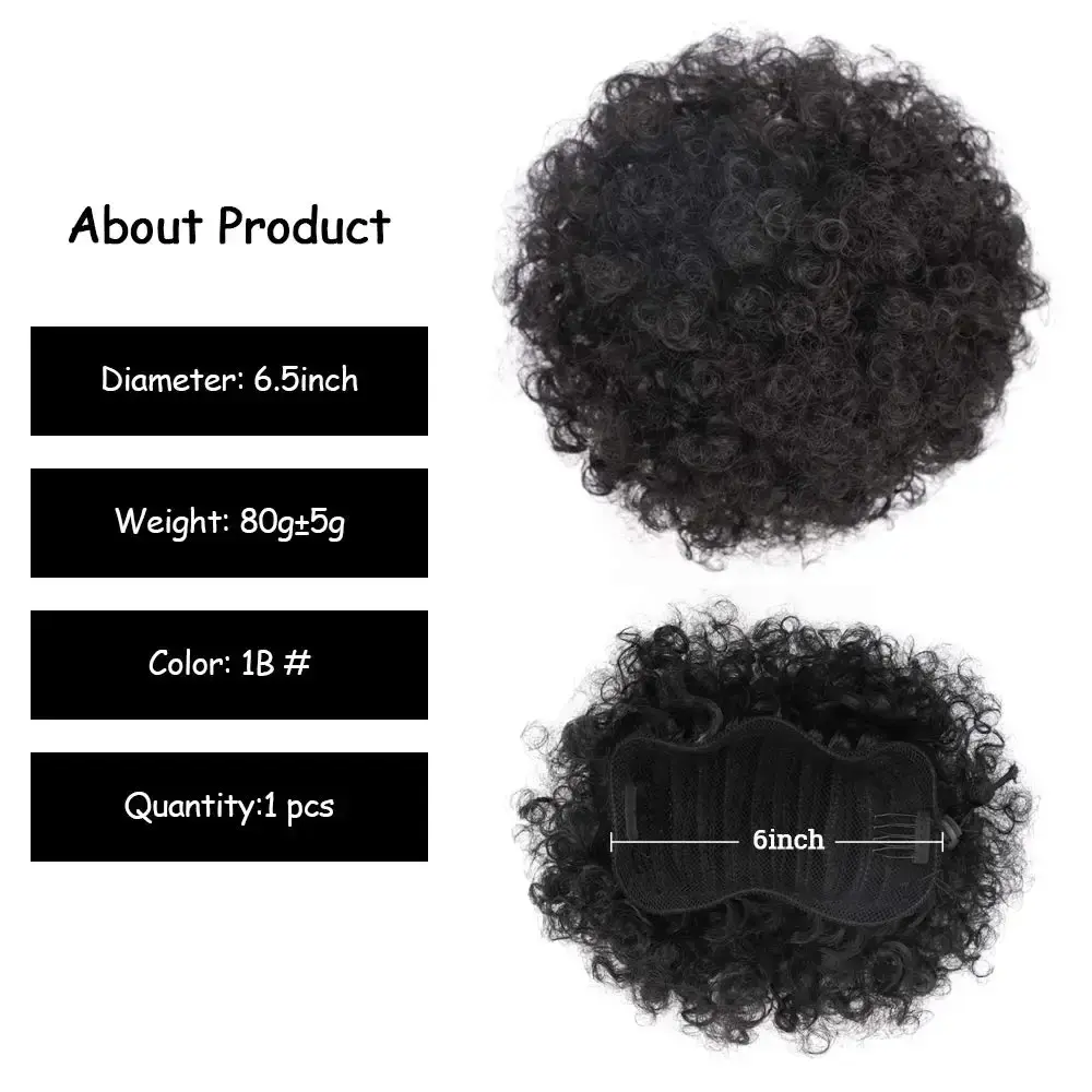 Afro Puff Drawstring Ponytail Extension for Black Women Synthetic Afro Puff Ponytail for Clip On Drawstring Ponytail Bun