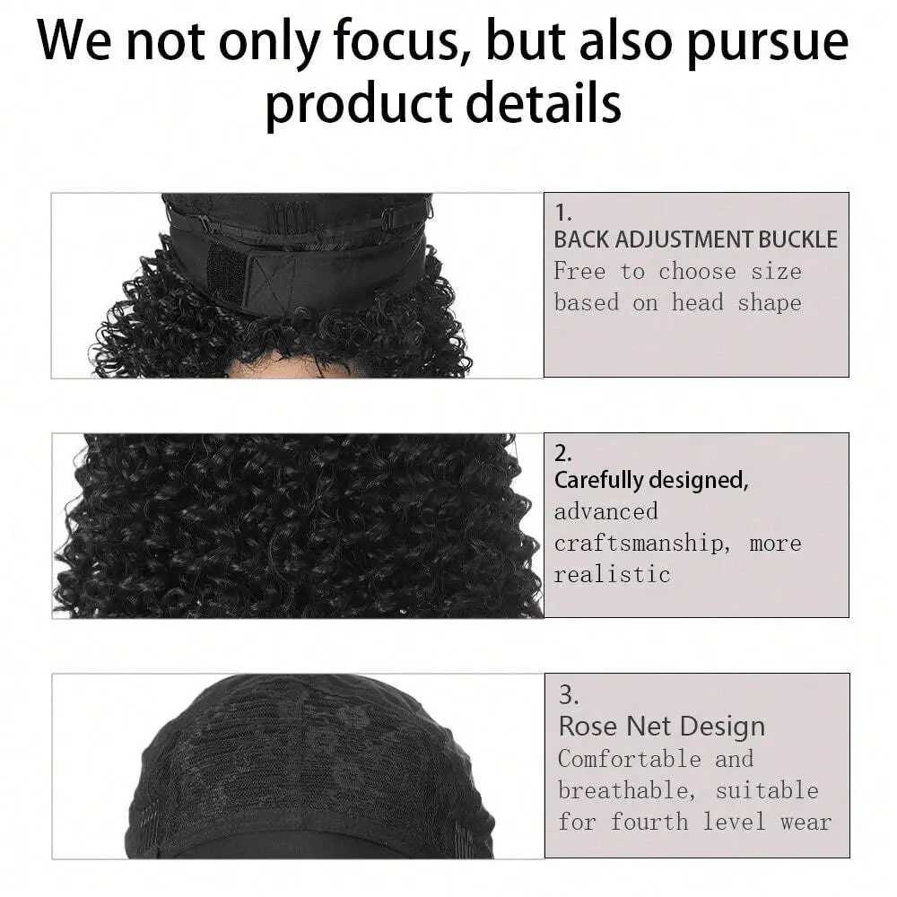 High-quality curly hair headband wigs are suitable for daily gatherings, wigs that naturally look fashionable for black women