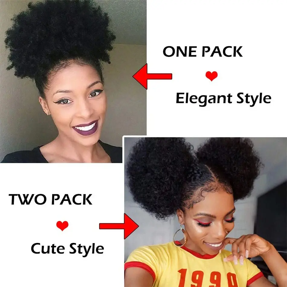 Afro Puff Drawstring Ponytail Extension for Black Women Synthetic Afro Puff Ponytail for Clip On Drawstring Ponytail Bun