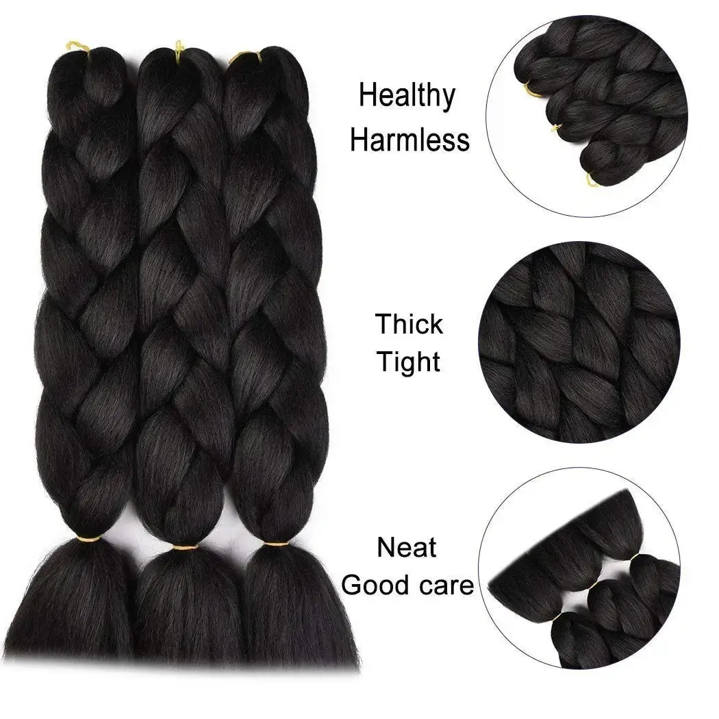 Solid color big braid European, American and African wigs extend 60cm 100g/piece for twisted box braided hair