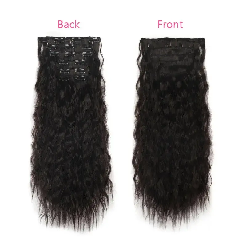 Wig clip hair extensions Long straight hair traceless chemical fiber synthetic wig 16 card clip hair six-piece set