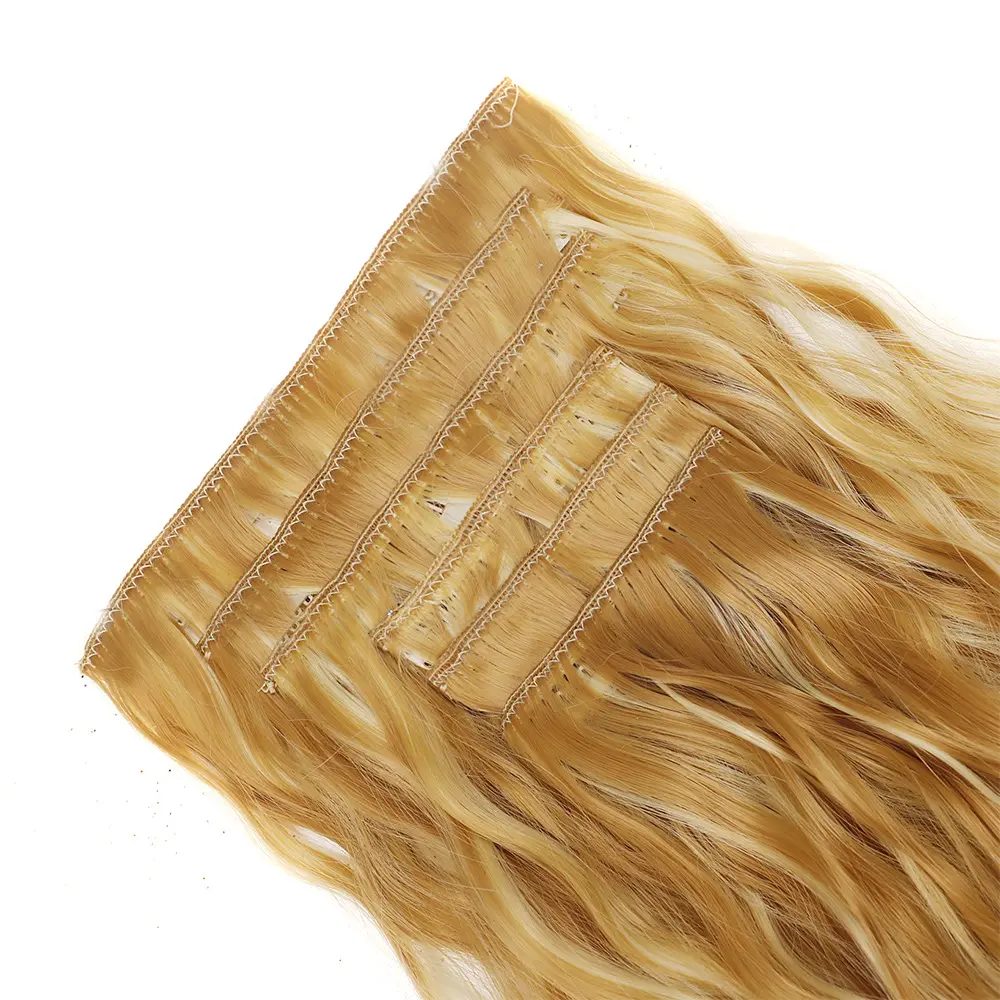 Wig clip hair extensions Long straight hair traceless chemical fiber synthetic wig 16 card clip hair six-piece set