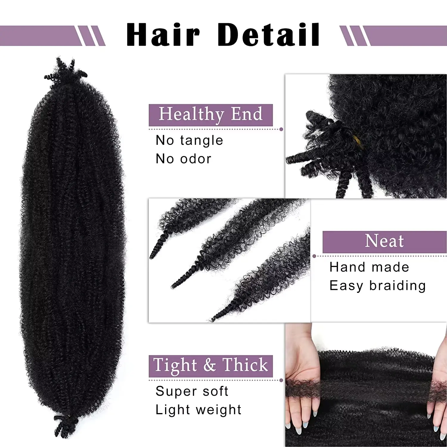 Fluffy hand torn caterpillar crochet hair extensions synthetic wig braids are suitable for braiding dirty braids