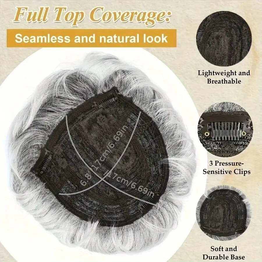 Men's mixed color synthetic wig piece natural color matching easy to wear can be worn many times