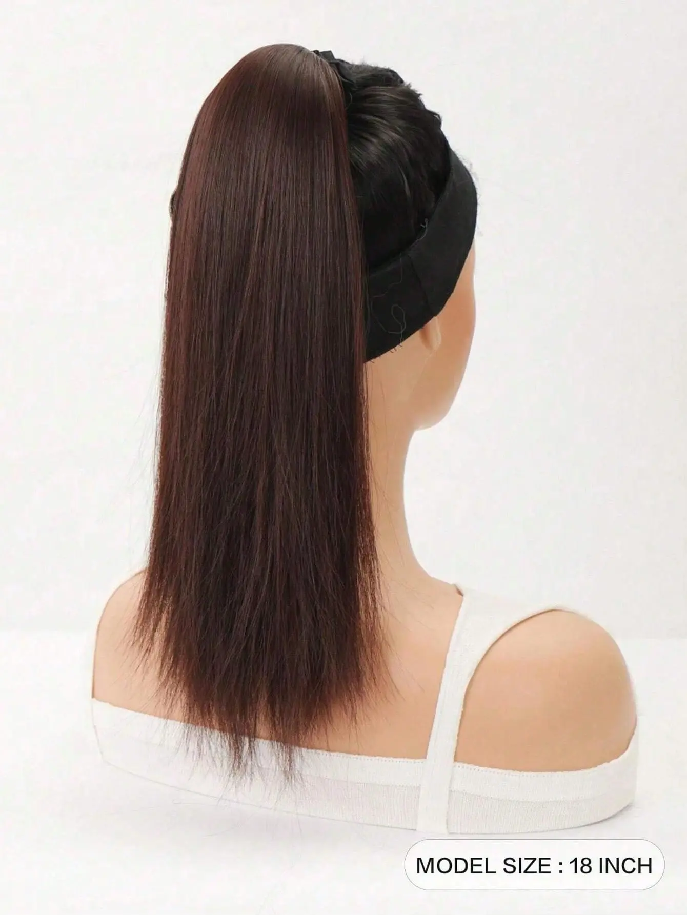Dark brown straight ponytail synthetic hair extension female wig ponytail