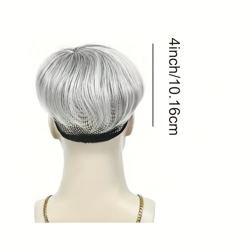 Men's mixed color synthetic wig piece natural color matching easy to wear can be worn many times