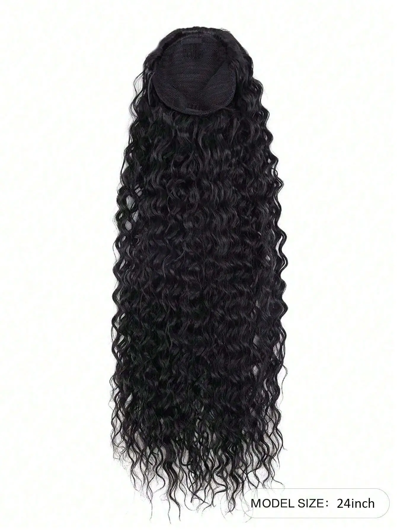 24-inch long curly ponytail with extended heat-resistant synthetic instant clip drawstring ponytail extends in the ponytail
