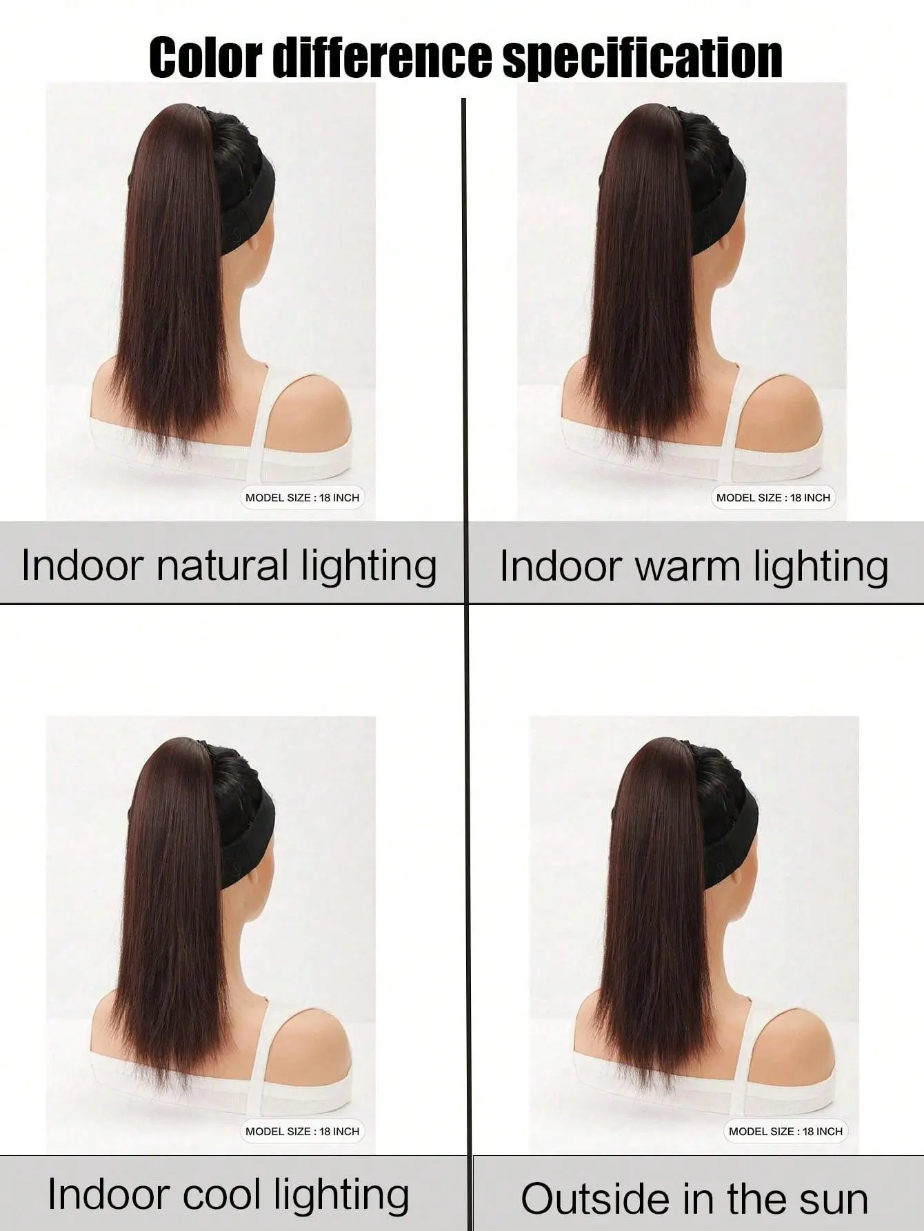Dark brown straight ponytail synthetic hair extension female wig ponytail