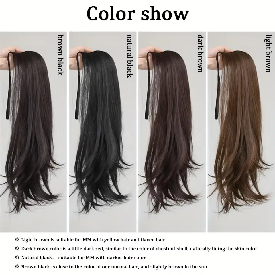 Synthetic wigs women's strap-on micro curly ponytail medium length straight hair braid Realistic natural hair tail curl wig
