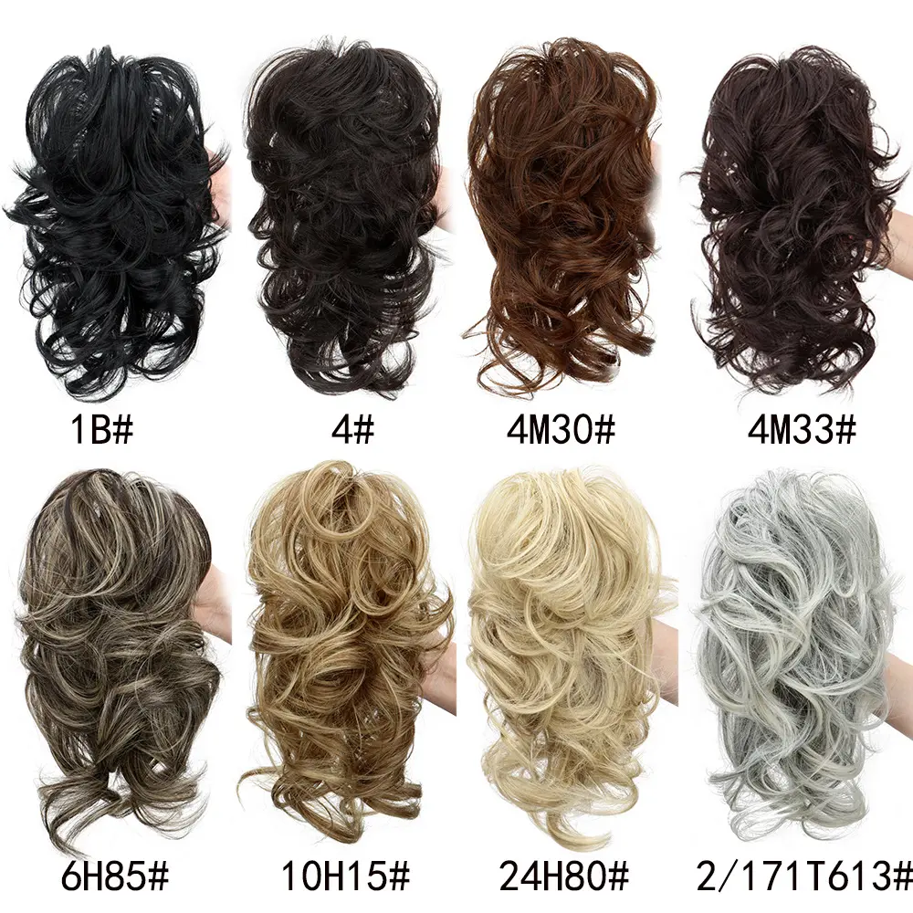 Adjustable stick curls, fluffy, natural short, synthetic wigs, ponytails, multi-color lengths, adjustable ponytails