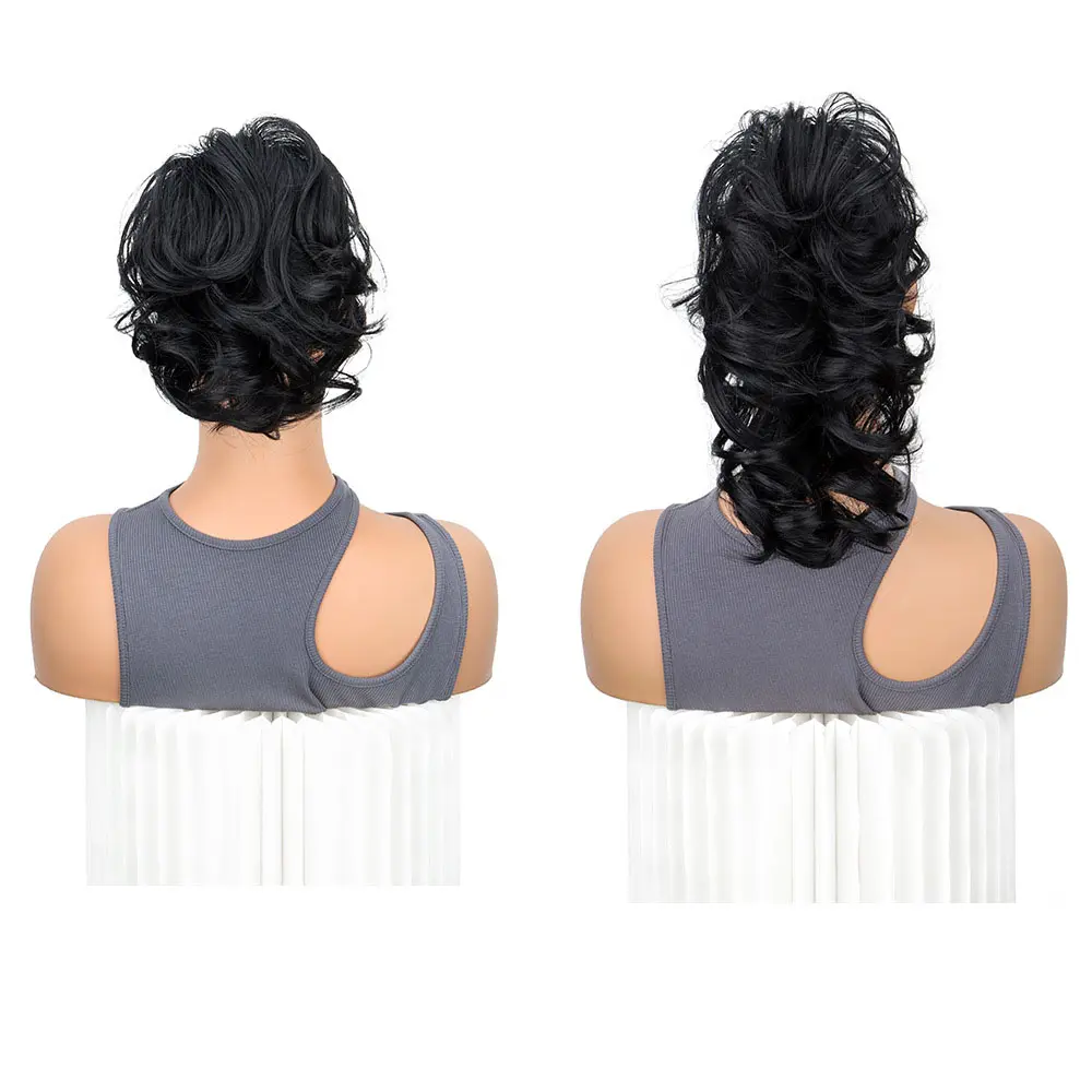 Adjustable stick curls, fluffy, natural short, synthetic wigs, ponytails, multi-color lengths, adjustable ponytails