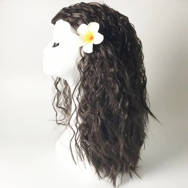 Small curly synthetic fiber wig head cover cosplay wig head cover brown big wave princess cos wig
