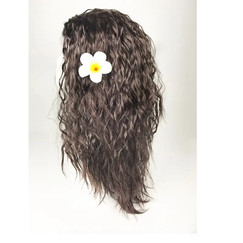 Small curly synthetic fiber wig head cover cosplay wig head cover brown big wave princess cos wig