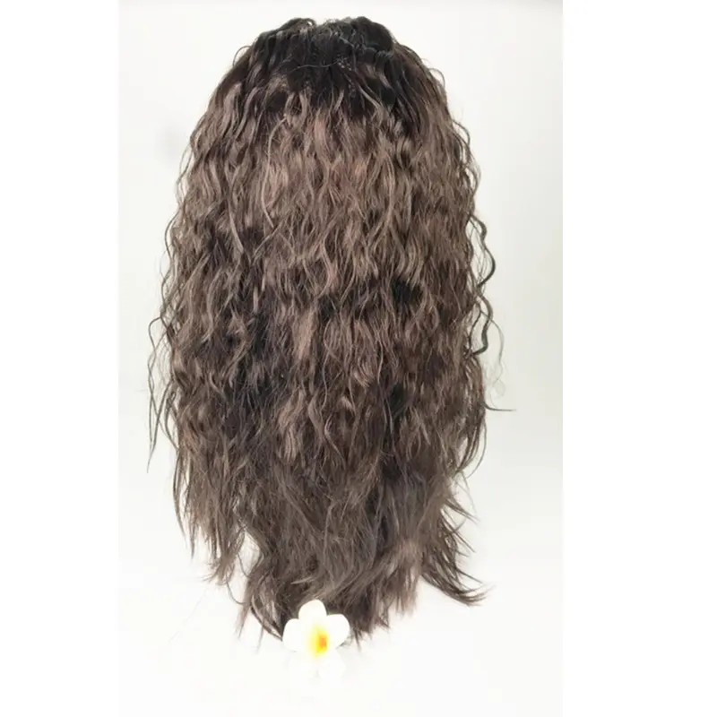 Small curly synthetic fiber wig head cover cosplay wig head cover brown big wave princess cos wig