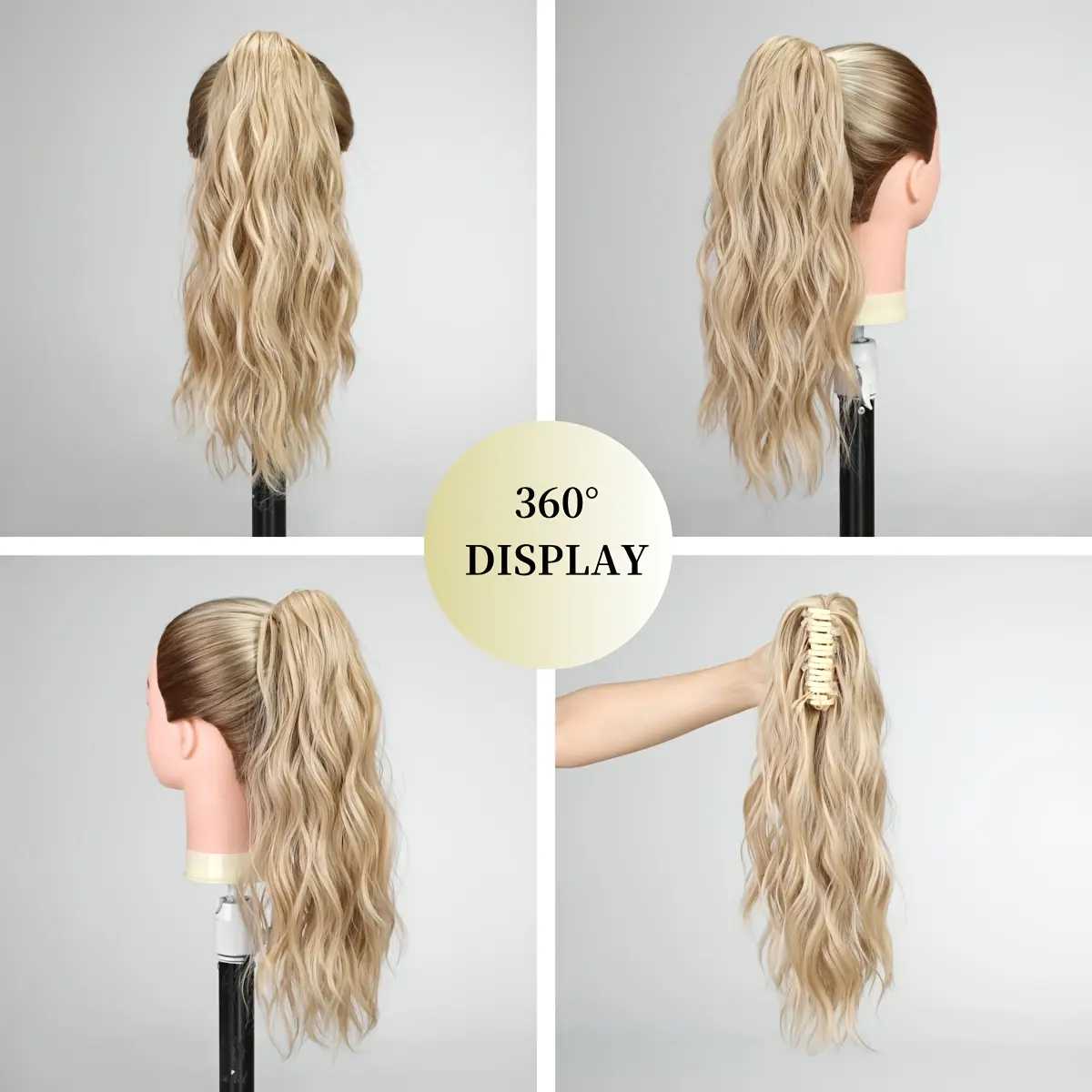 Water wave curly hair synthetic wig clip-on ponytail to increase hair volume natural lightness and fullness