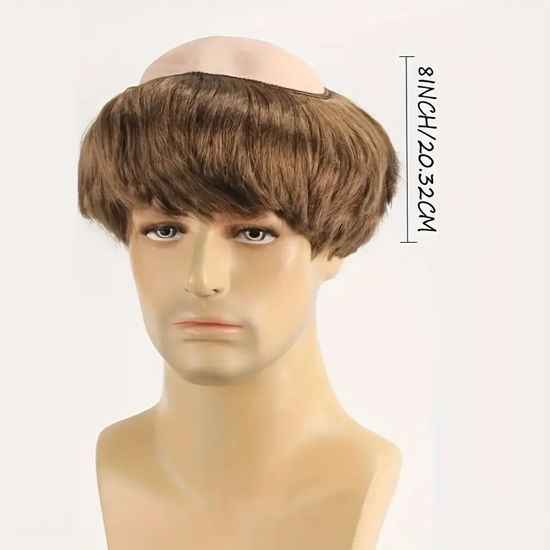 Shaved Monk Wig with Brown and Silvery Braids - Adult Costume Wig for Men, Stylish Straight Style