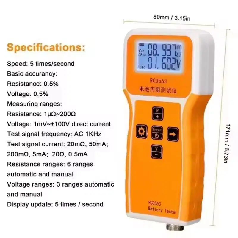 RC3563 18650 Battery Voltage Internal Resistance Tester High-precision Trithium Lithium Iron Phosphate Battery Tester True 4Wire