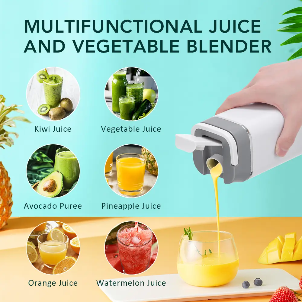 Portable Juicing Cup Cordless Ice/Fruit Juicer 12 Blades Electric Shaker Bottle USB Rechargeable for Home Sports Outdoor