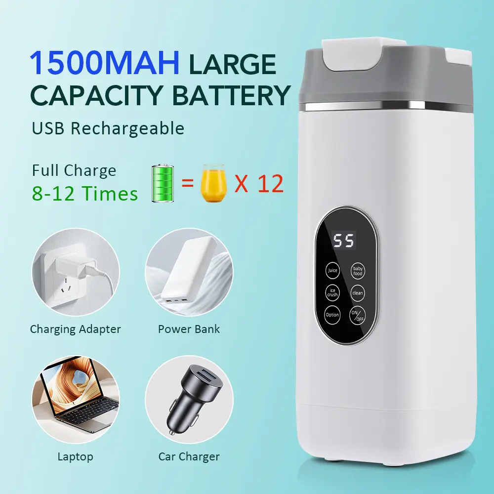 Portable Juicing Cup Cordless Ice/Fruit Juicer 12 Blades Electric Shaker Bottle USB Rechargeable for Home Sports Outdoor