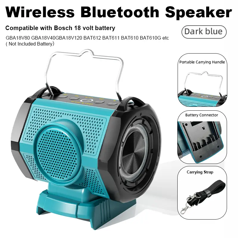 18V 20V Bluetooth Speaker for Milwaukee/Makita/Dewalt/Bosch/Craftsman/Black&Decker USB Type-C Port, Loudspeaker Amplifier Player