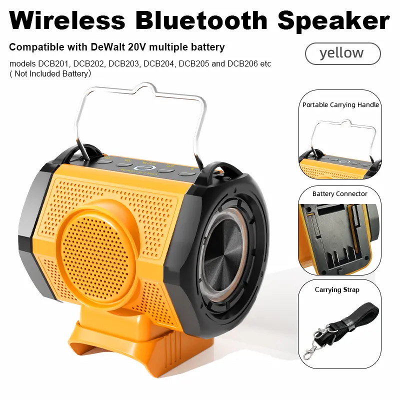 18V 20V Bluetooth Speaker for Milwaukee/Makita/Dewalt/Bosch/Craftsman/Black&Decker USB Type-C Port, Loudspeaker Amplifier Player