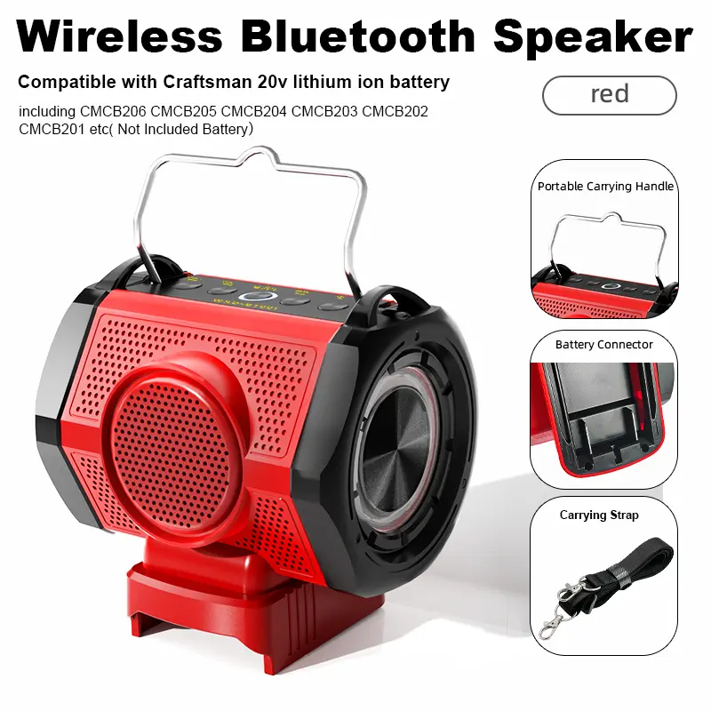 18V 20V Bluetooth Speaker for Milwaukee/Makita/Dewalt/Bosch/Craftsman/Black&Decker USB Type-C Port, Loudspeaker Amplifier Player