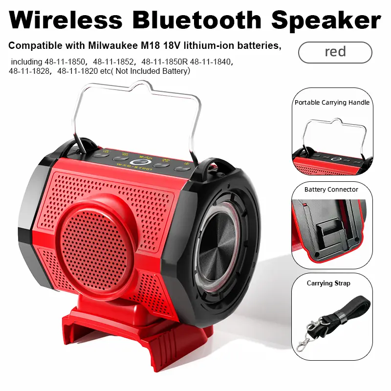 18V 20V Bluetooth Speaker for Milwaukee/Makita/Dewalt/Bosch/Craftsman/Black&Decker USB Type-C Port, Loudspeaker Amplifier Player