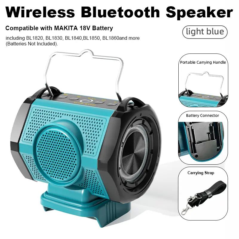 18V 20V Bluetooth Speaker for Milwaukee/Makita/Dewalt/Bosch/Craftsman/Black&Decker USB Type-C Port, Loudspeaker Amplifier Player