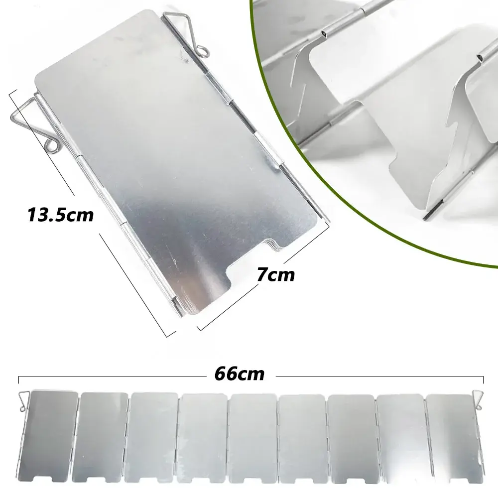 9 Aluminium Alloy Outdoor Stove Wind Shield Plates Foldable Gas Stove Windshield Outdoor Camping Cooking Burner Windproof Screen