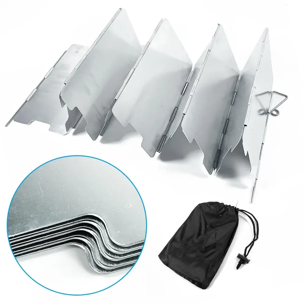 9 Aluminium Alloy Outdoor Stove Wind Shield Plates Foldable Gas Stove Windshield Outdoor Camping Cooking Burner Windproof Screen