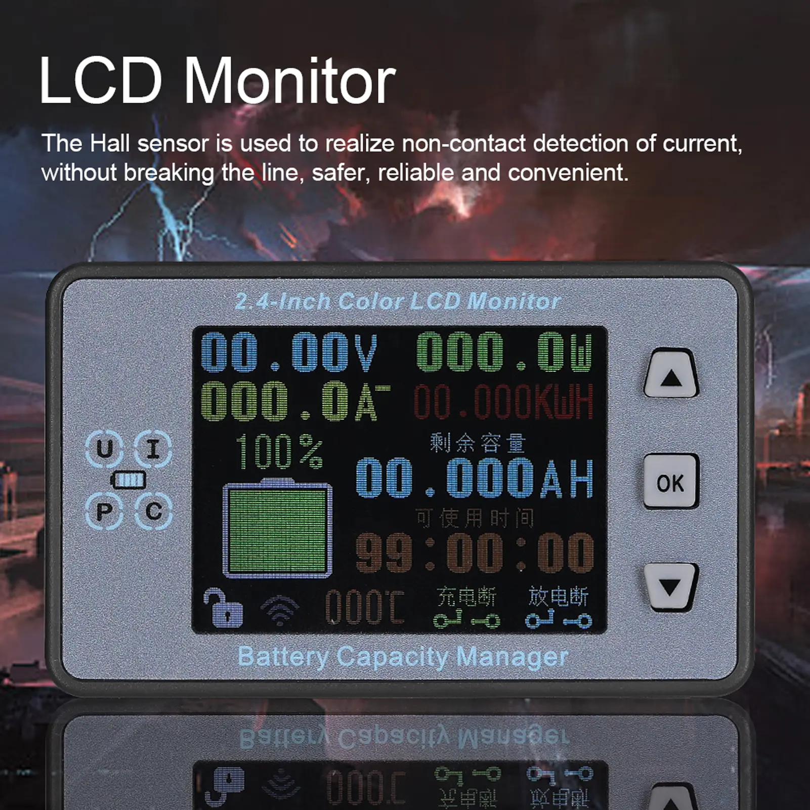 VAC8810F 2.4 Inch Wireless Voltage Meter Ammeter Voltmeter Coulometer Battery Power Detector Battery Capacity Tester Real-time