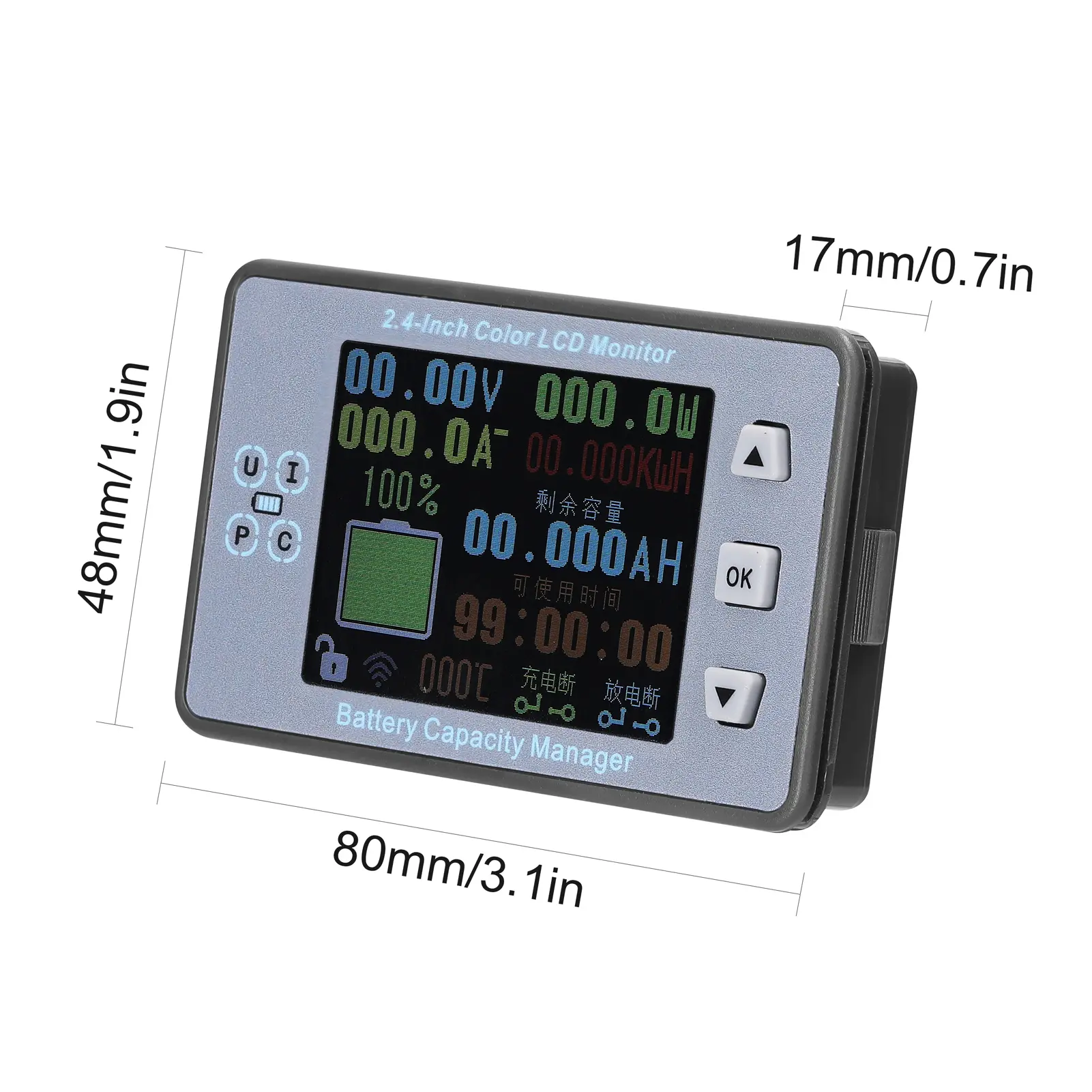 VAC8810F 2.4 Inch Wireless Voltage Meter Ammeter Voltmeter Coulometer Battery Power Detector Battery Capacity Tester Real-time