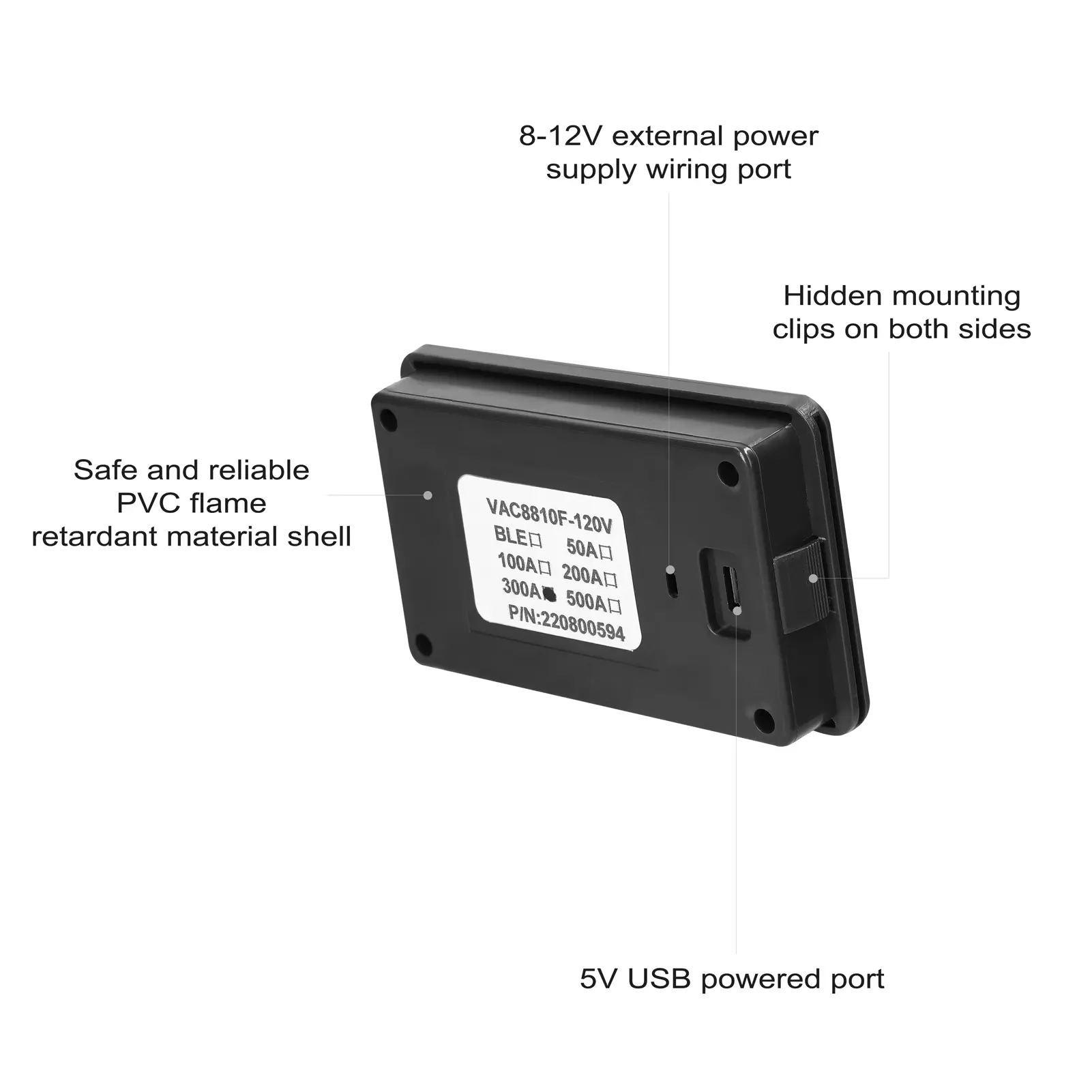 VAC8810F 2.4 Inch Wireless Voltage Meter Ammeter Voltmeter Coulometer Battery Power Detector Battery Capacity Tester Real-time