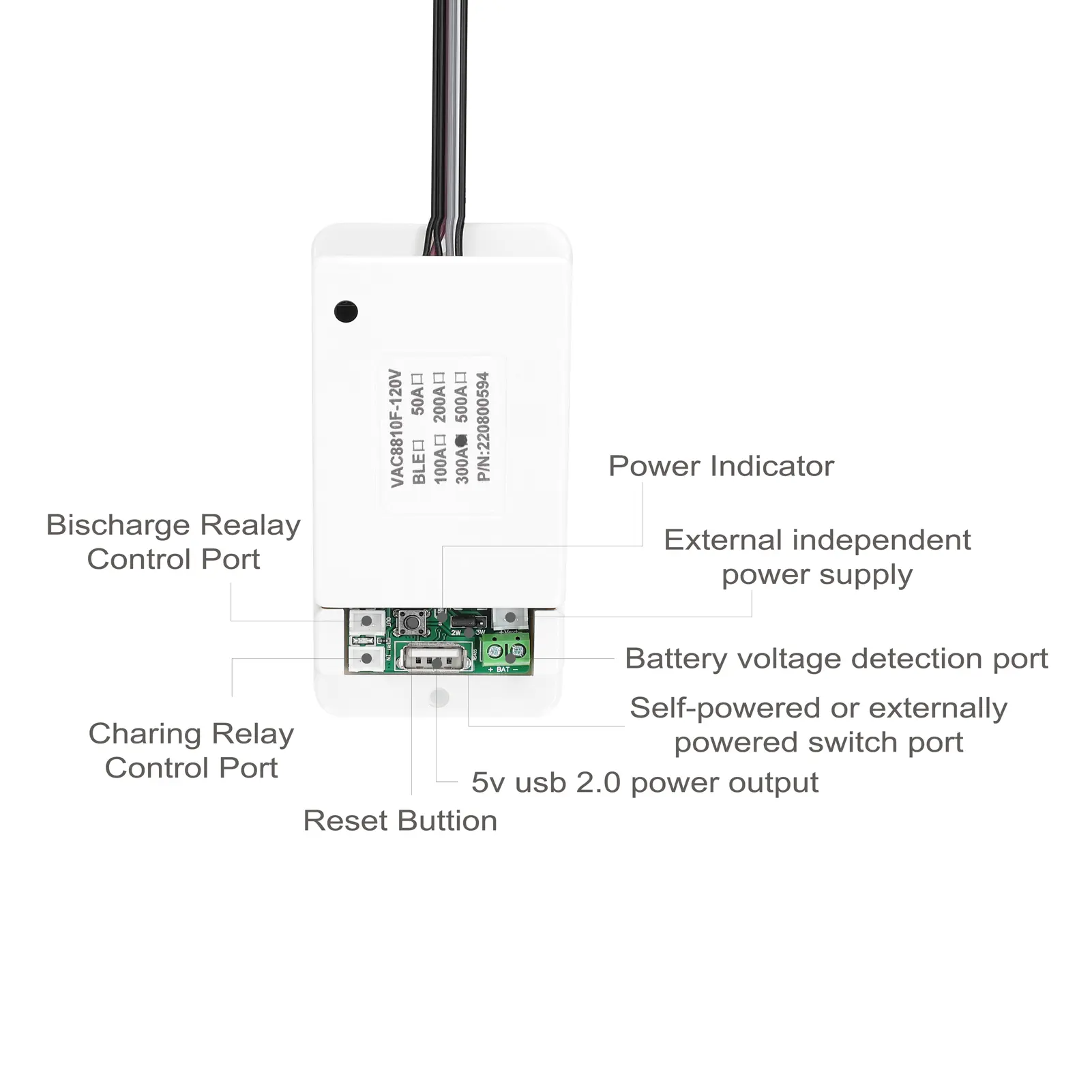VAC8810F 2.4 Inch Wireless Voltage Meter Ammeter Voltmeter Coulometer Battery Power Detector Battery Capacity Tester Real-time