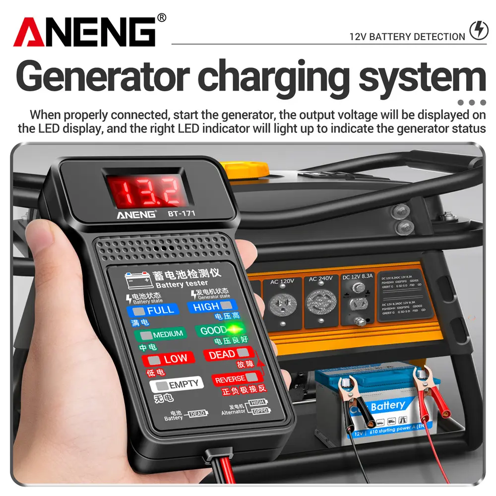 ANENG BT-171 Multifunctional Battery Testers 12V Auto Repair Industry Detection with LED Reverse Display Screen Electrician Tool