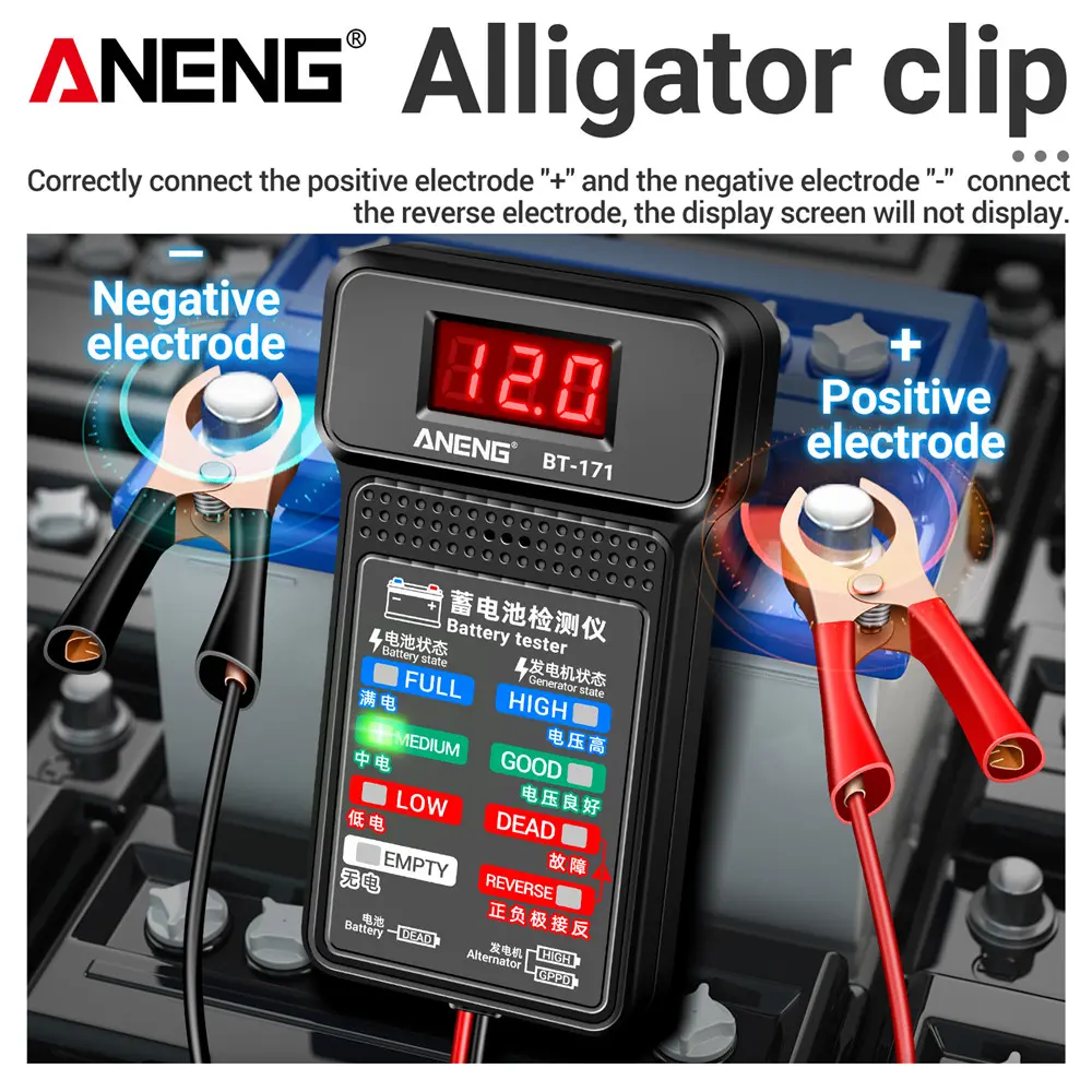 ANENG BT-171 Multifunctional Battery Testers 12V Auto Repair Industry Detection with LED Reverse Display Screen Electrician Tool