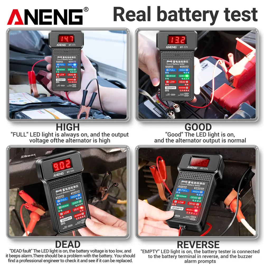 ANENG BT-171 Multifunctional Battery Testers 12V Auto Repair Industry Detection with LED Reverse Display Screen Electrician Tool