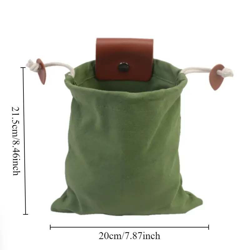 1pc Foraging Bag Fruit Picking Collapsible Berry Leather Portable Rugged Outdoor Canvas Waist Pack Fieldwork Outdoor Tools