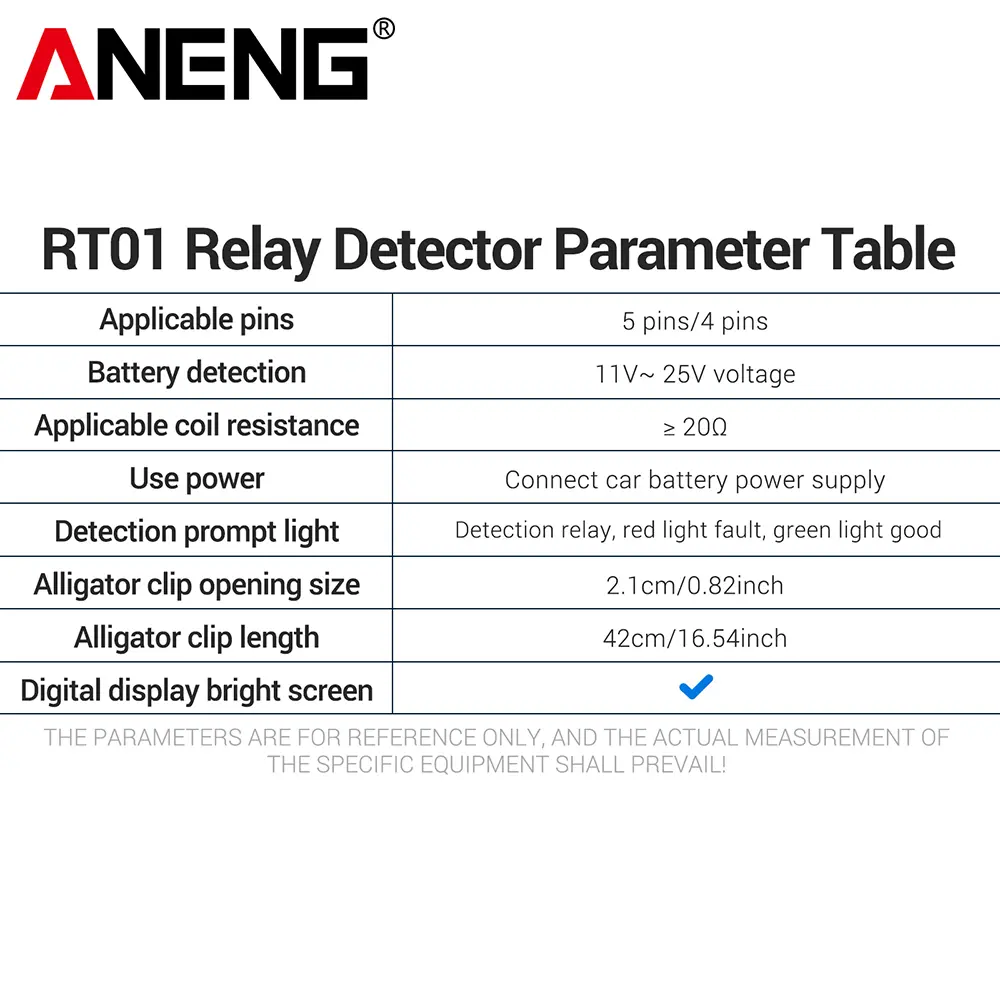ANENG RT01 Digital Relay Detector Vehicle Ddetection Battery 11-25V Voltage Repair 4/5 Foot Socket Relay Analysis LED Indicator