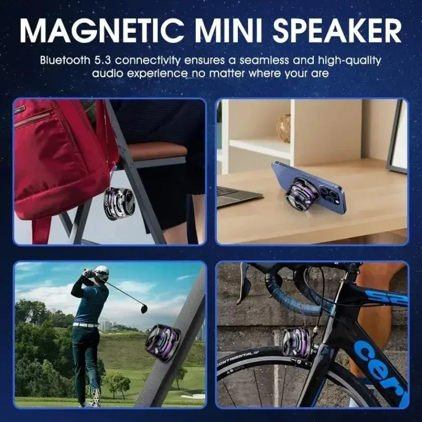 XIKCU Portable Bluetooth Speaker G200 RGB Lighting Magnetic Speaker BT5.3 Mini Sound Box 7 Hours Playback Phone Holder