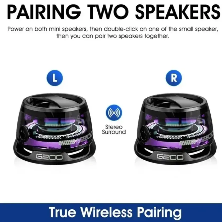 XIKCU Portable Bluetooth Speaker G200 RGB Lighting Magnetic Speaker BT5.3 Mini Sound Box 7 Hours Playback Phone Holder