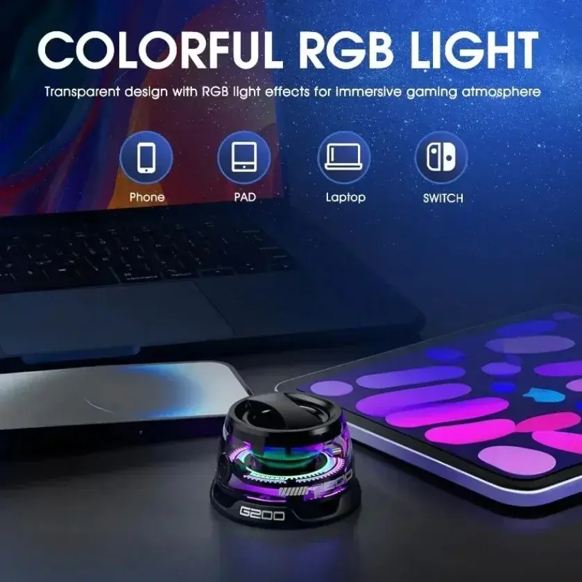 XIKCU Portable Bluetooth Speaker G200 RGB Lighting Magnetic Speaker BT5.3 Mini Sound Box 7 Hours Playback Phone Holder