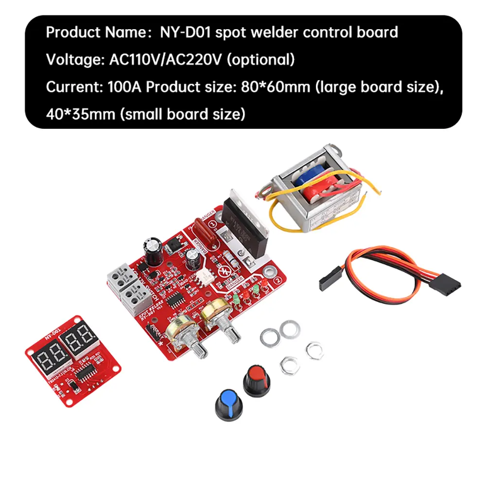 NY-D01 Spot Welding Machine Control Panel With Digital Display Single Pulse Spot Welder Control Board Kit AC110V/AC220V 100A