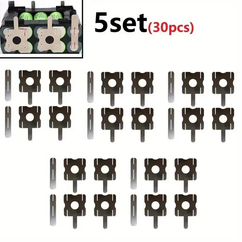 5 Sets (30 Pieces), 18650 Lithium Battery Nickel Sheet Spot Welding Nickel Plate Battery Nickel Plated Sheet U-Shaped Strip Sheet for Battery Pack Spot Welding